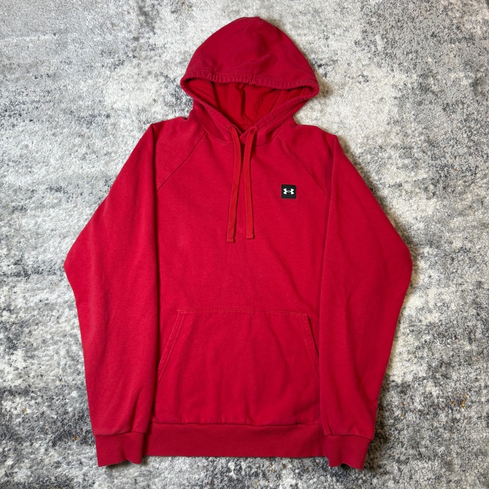 Under Armour ColdGear Rival Fleece Hoodie Mens Medium Red Loose Fit Pullover